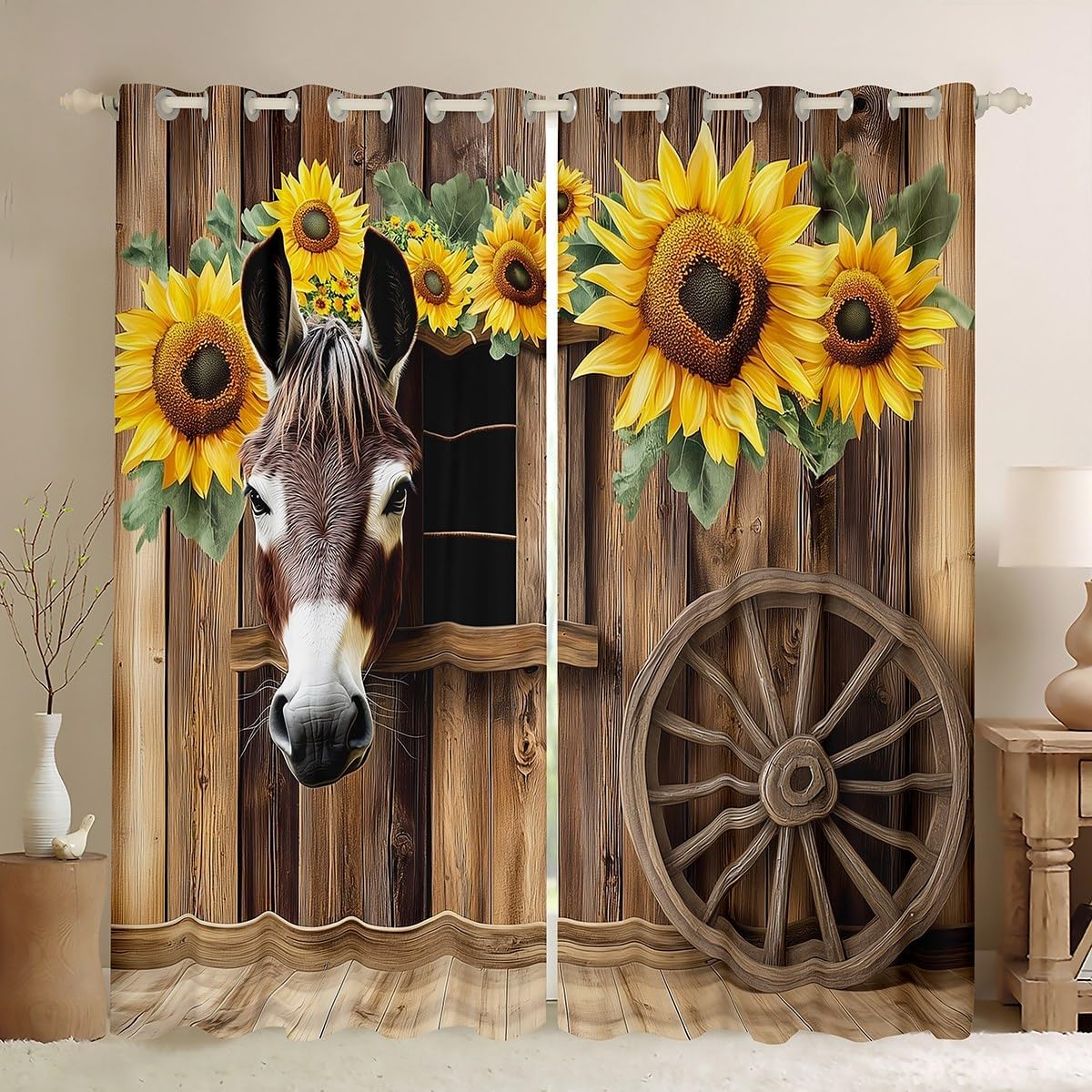 Amazon.com: Erosebridal Cute Donkey Blackout Curtains for Living Room ...