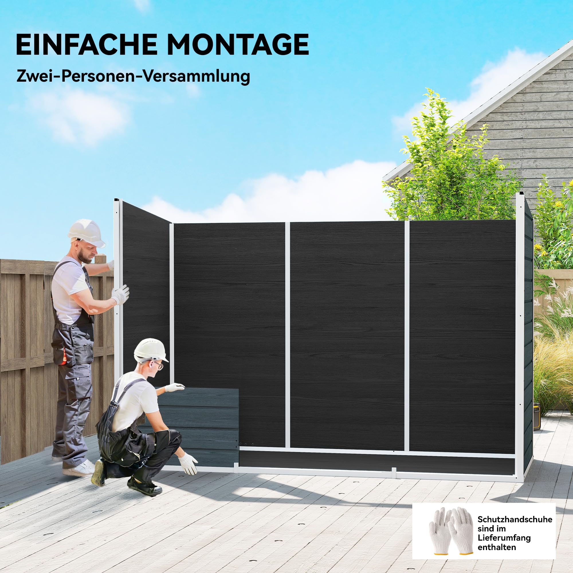 Outsunny Gerätehaus 3,2m², Geräteschuppen mit Pultdach, 303x123x197cm, Kunststoff Gartenschuppen mit Fenster Doppeltür Schloss Belüftungsöffnung Boden Holzoptik, Gartenhaus für Werkzeuge Grau