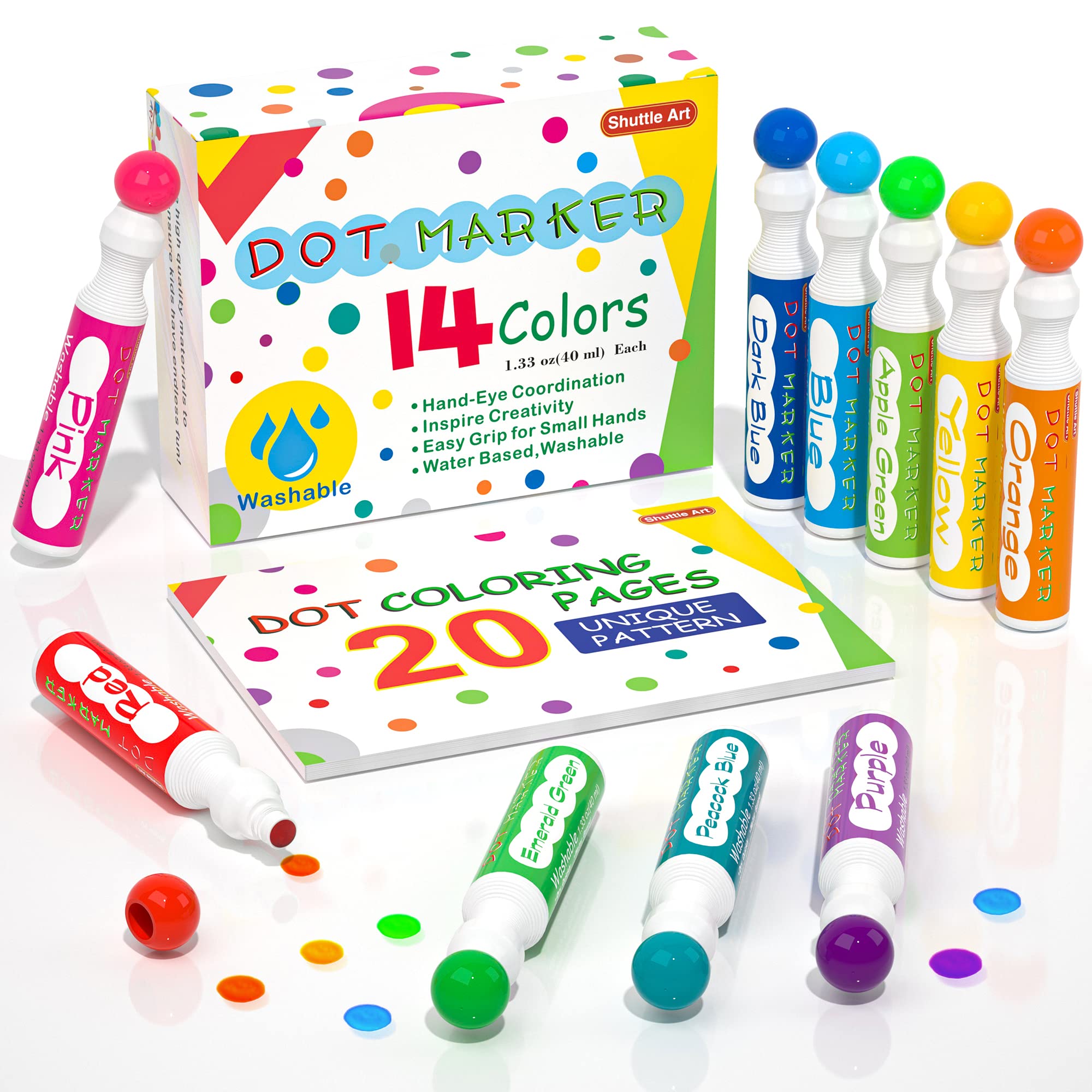Buy Shuttle Art Dot Markers 14 Colors Bingo Daubers With 20 Unique