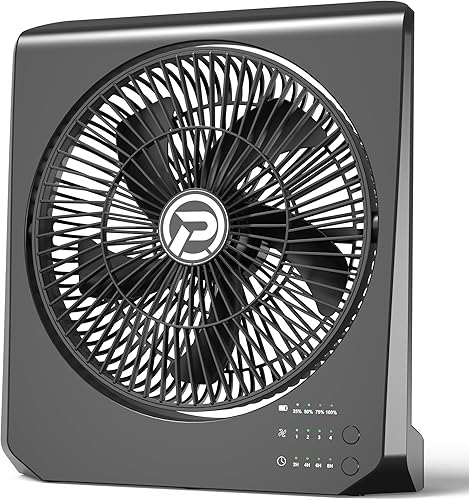 Ventilador de mesa a batería de 10 pulgadas, ventilador de caja recargable de 20000 mAh, ventilador de escritorio portátil con 4 velocidades y 4
