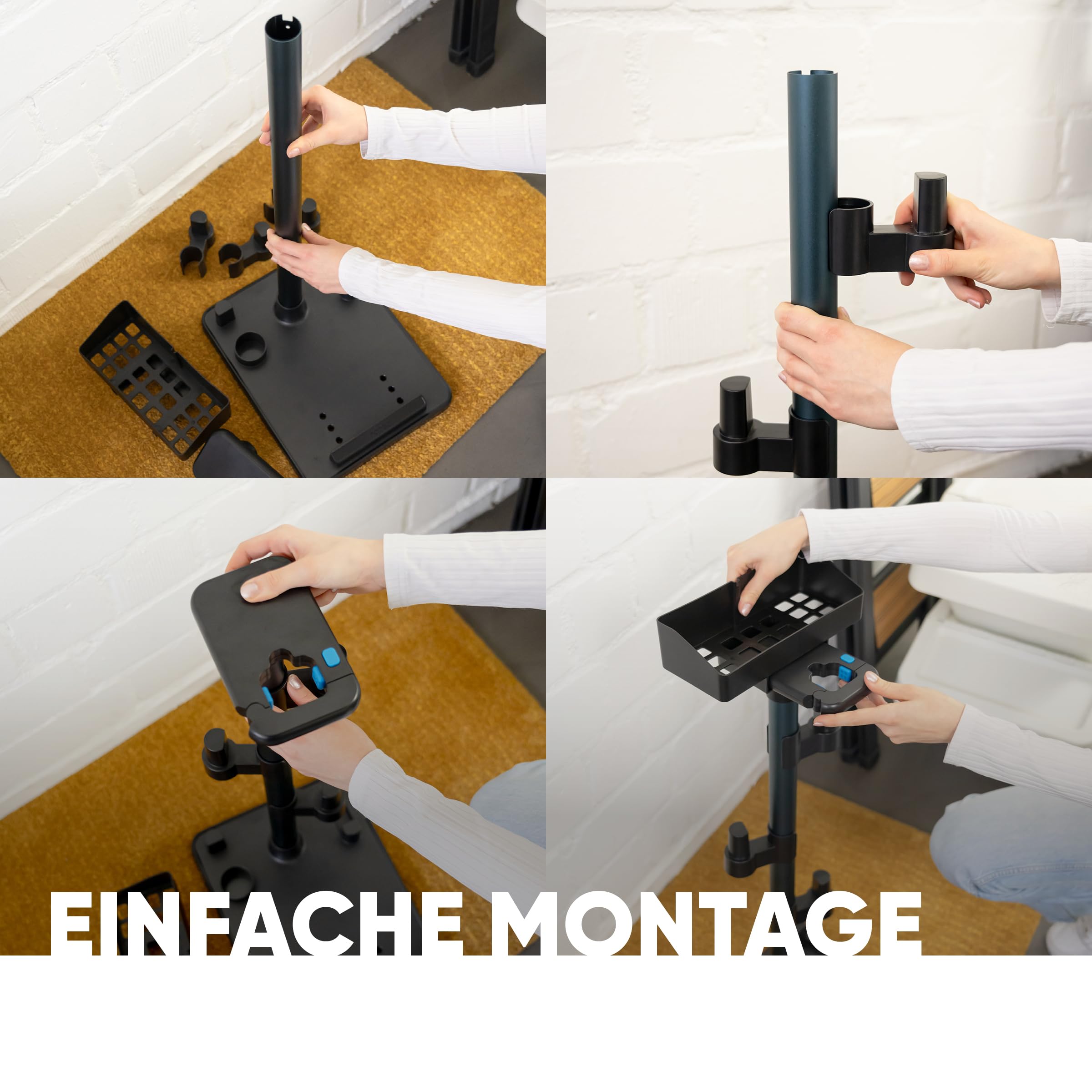 hoogo orga-nicer ST007 | Universal-Stand Halterung für Akku-Staubsauger mit Saugrohren von 32-46 mm Ø | Einfache Montage ohne Bohren | Ständer Bodenständer Akku-Stielsauger Zubehör