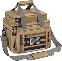 FREEAMG Fishing Tackle Bag Holds 3400-3600 Boxes - Durable Khaki Soft Bag with Padded Strap for Saltwater Freshwater Fishing