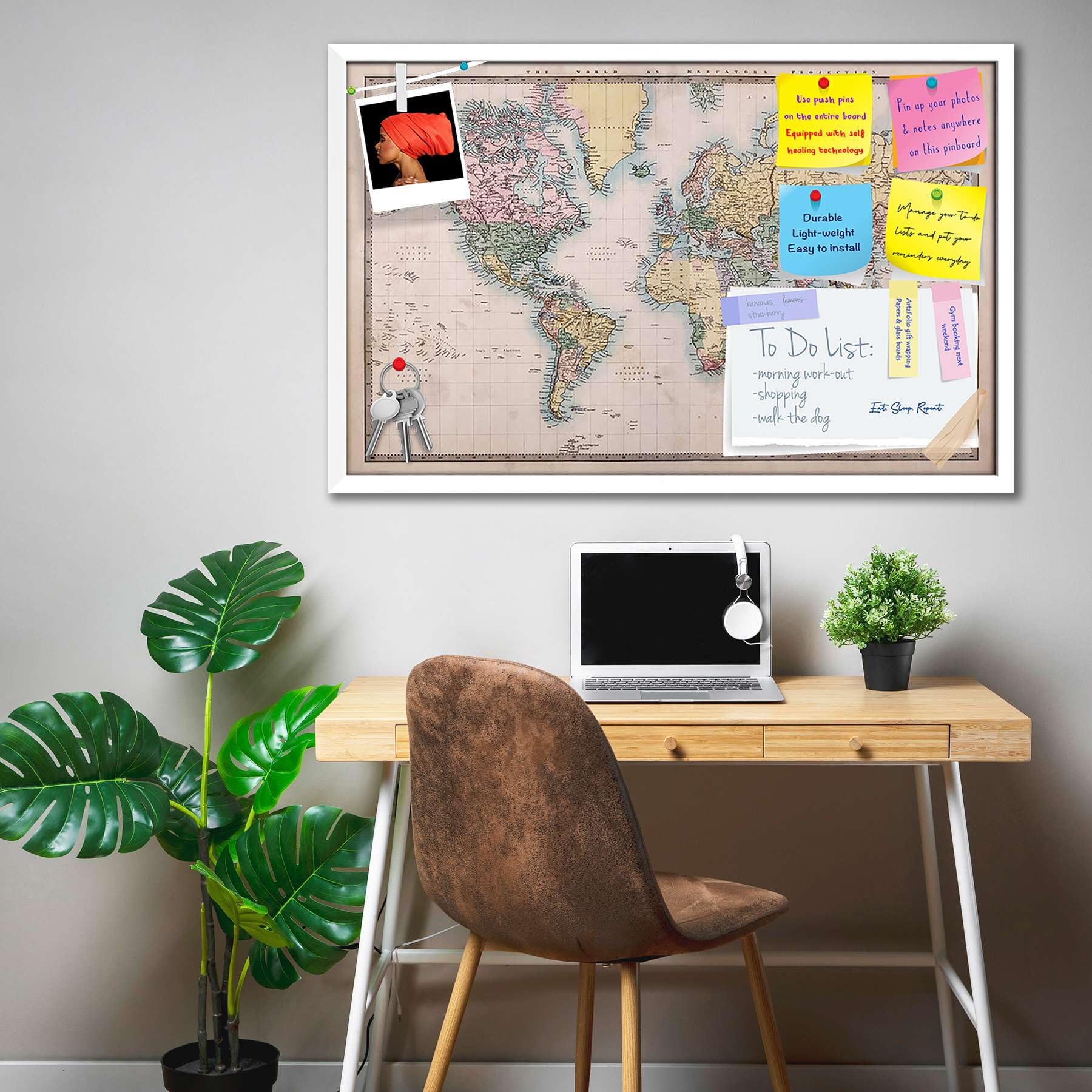 ArtzFolio World Map On Mercators Projection Circa 1860 Printed Bulletin Board Notice Pin Board Soft Board | White Frame 24.6 X 16Inch-image-8
