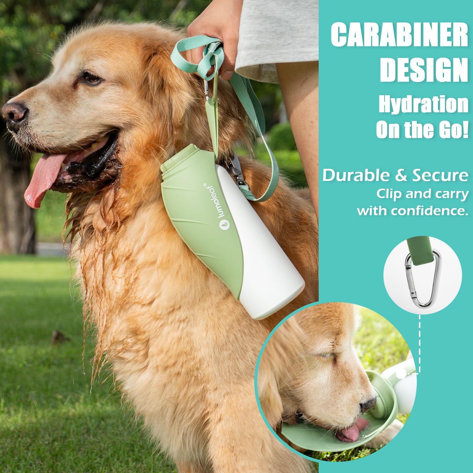 LumoLeaf Borraccia termica per cani, in acciaio inox, 765,4 g, mantiene l'acqua fresca o calda, ciotola portatile per animali domestici, per viaggi, bocca larga per un facile riempimento e pulizia del