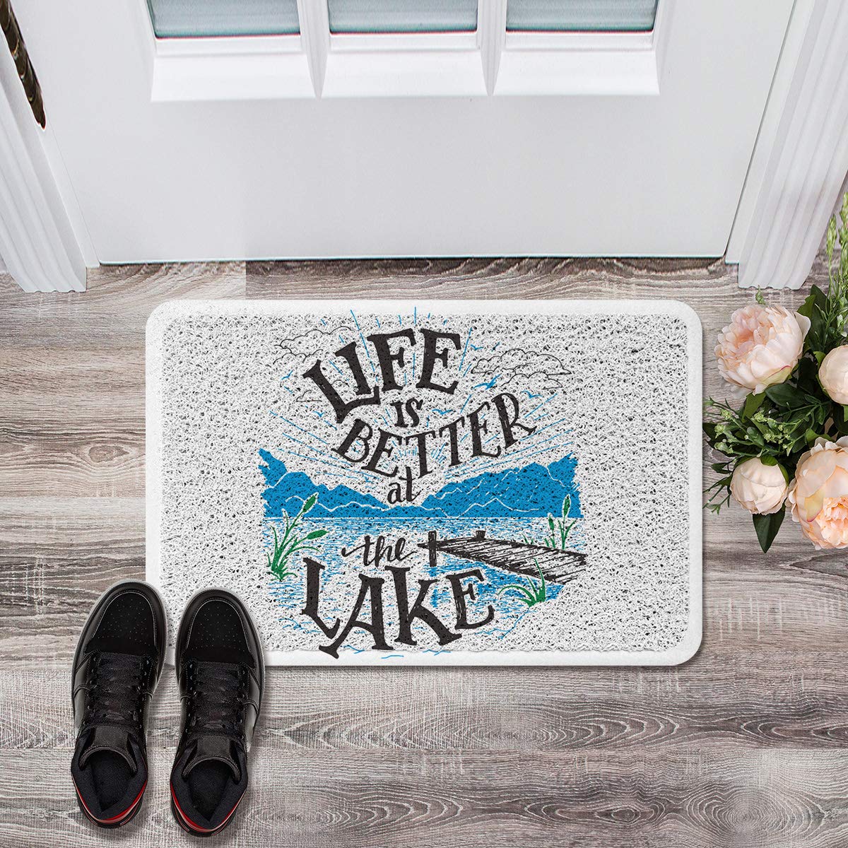 Aomike Durable Non Slip Door Mats Outside Inside Rug- 24" x 36" for Living Room/Bathroom/Kitchen/Outdoor Doormat Waterproof and Easy Clean, Life is Better at The Lake