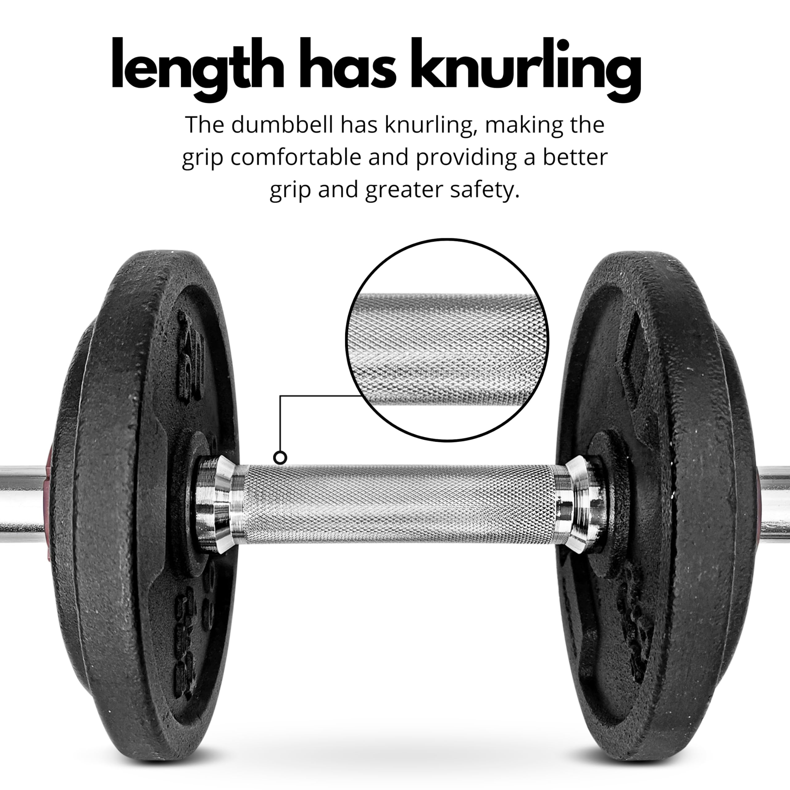 Manubrio Palestra ø 25 mm in Acciaio con Ferma Dischi a Molle – Manubri Regolabili Componibili 40 cm 1,5 kg – Asta Manubrio per Dischi, Palestra e Home Gym
