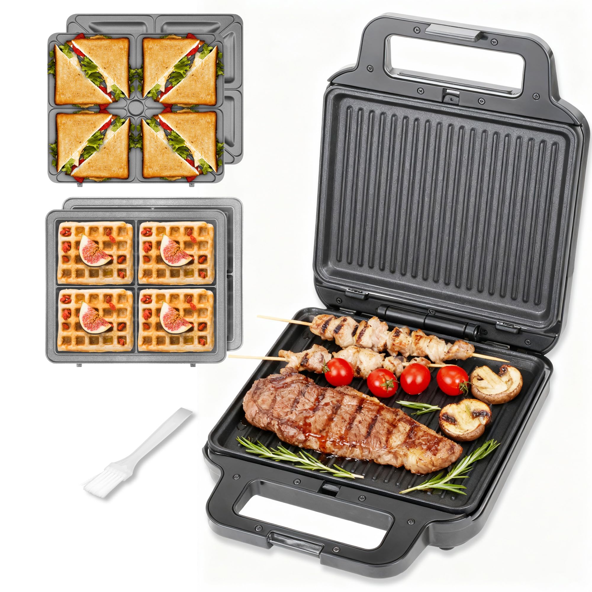 FineMade 3-in-1 Panini Grill, Waffle, and Sandwich Maker