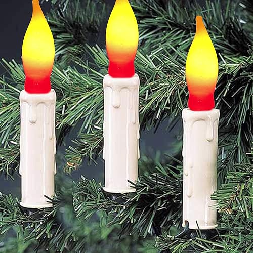 Miniatura 4 de Abeja Paquete de 12 bombillas de llama, bombillas en forma de llama roja y amarilla para lámparas de vela, tira de luz C18 para exteriores,