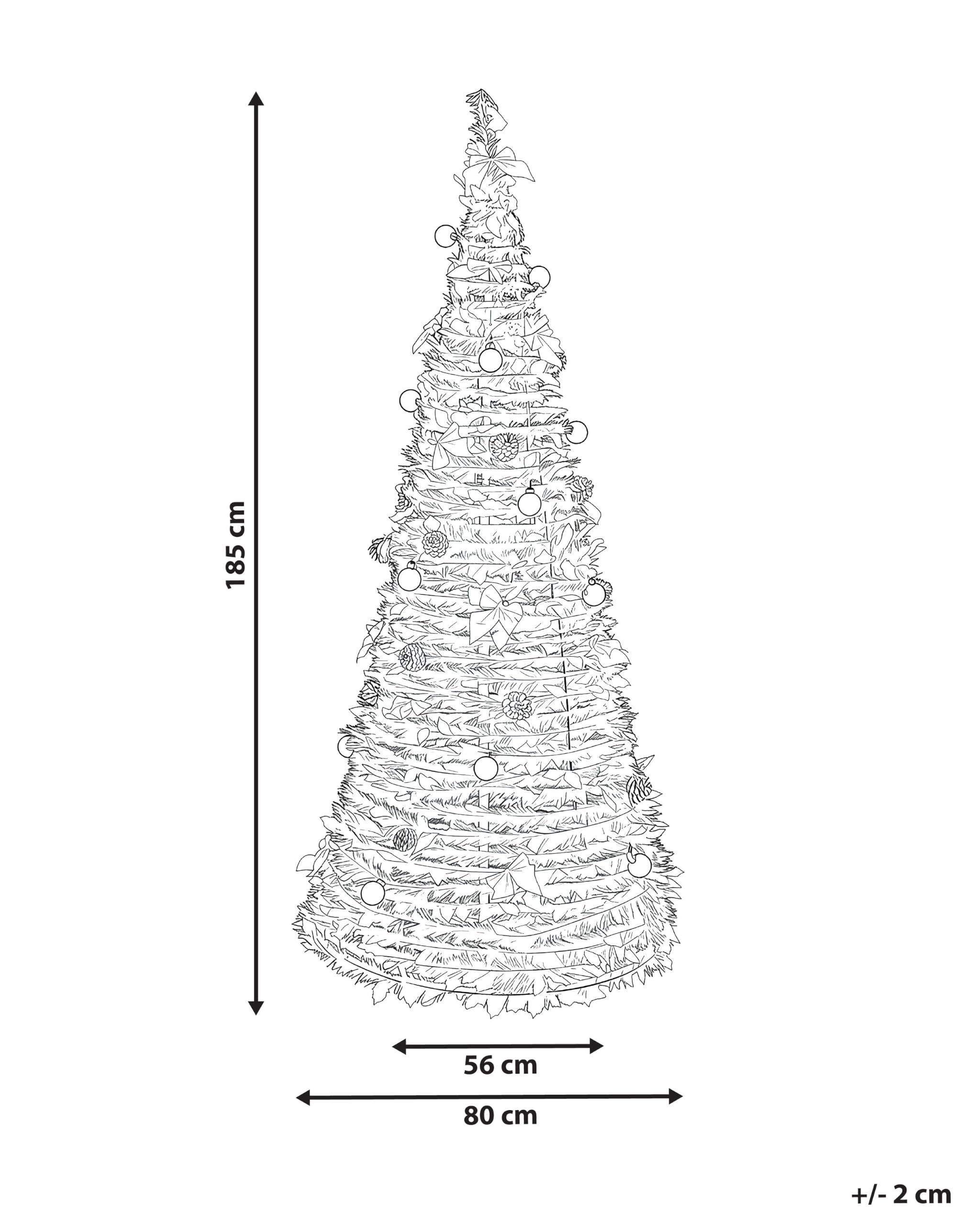 Árbol de Navidad Artificial con Luces LED incorporadas y Soporte metálico Plegable 184 cm Verde Pineora