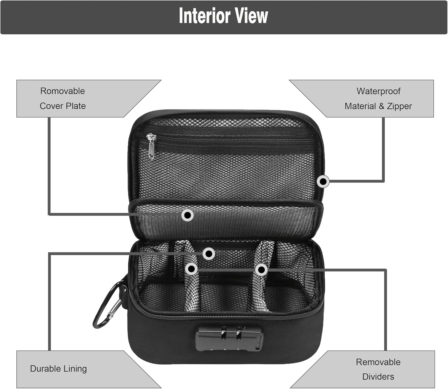 Standard Size Smell Proof Carrier Bag with Combination Lock, Water-Resistant file Organizers Case for Home and Travel, Medicine Storage Box, Great Gift for Friends, Black - Image 4
