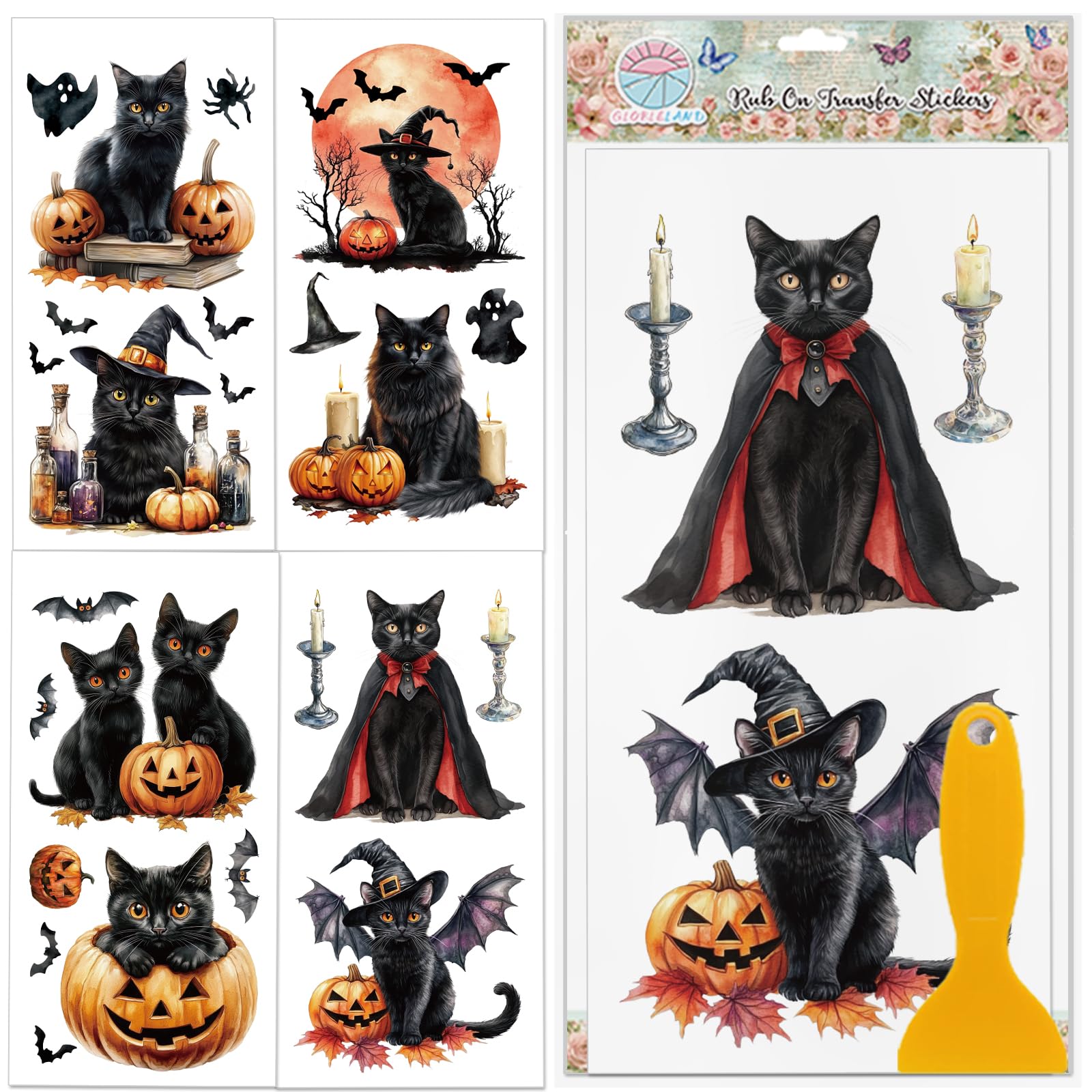 Feuilles d'autocollants colorés d'Halloween en PVC résistant