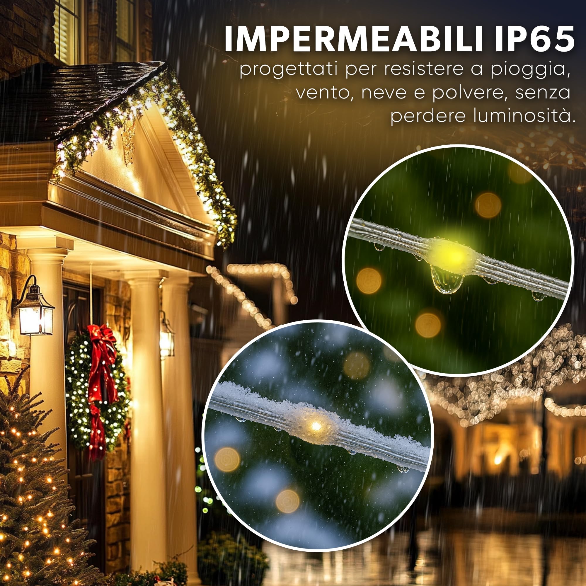 Aigostar Luci Natale Esterno Cascata Solari 3M+5M*0.6M 100 LED Tenda Luminosa Natale Esterno