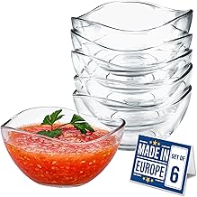 Volarium CRYSTALIA Premium Quality Stackable Glass Dessert Bowls, Set of 6, 310cc 100% Lead & Cadmium Free, Glass Salad and Side Bowls, Snack and Sauce Bowls, Dessert Bowl, Ice Cream Bowl