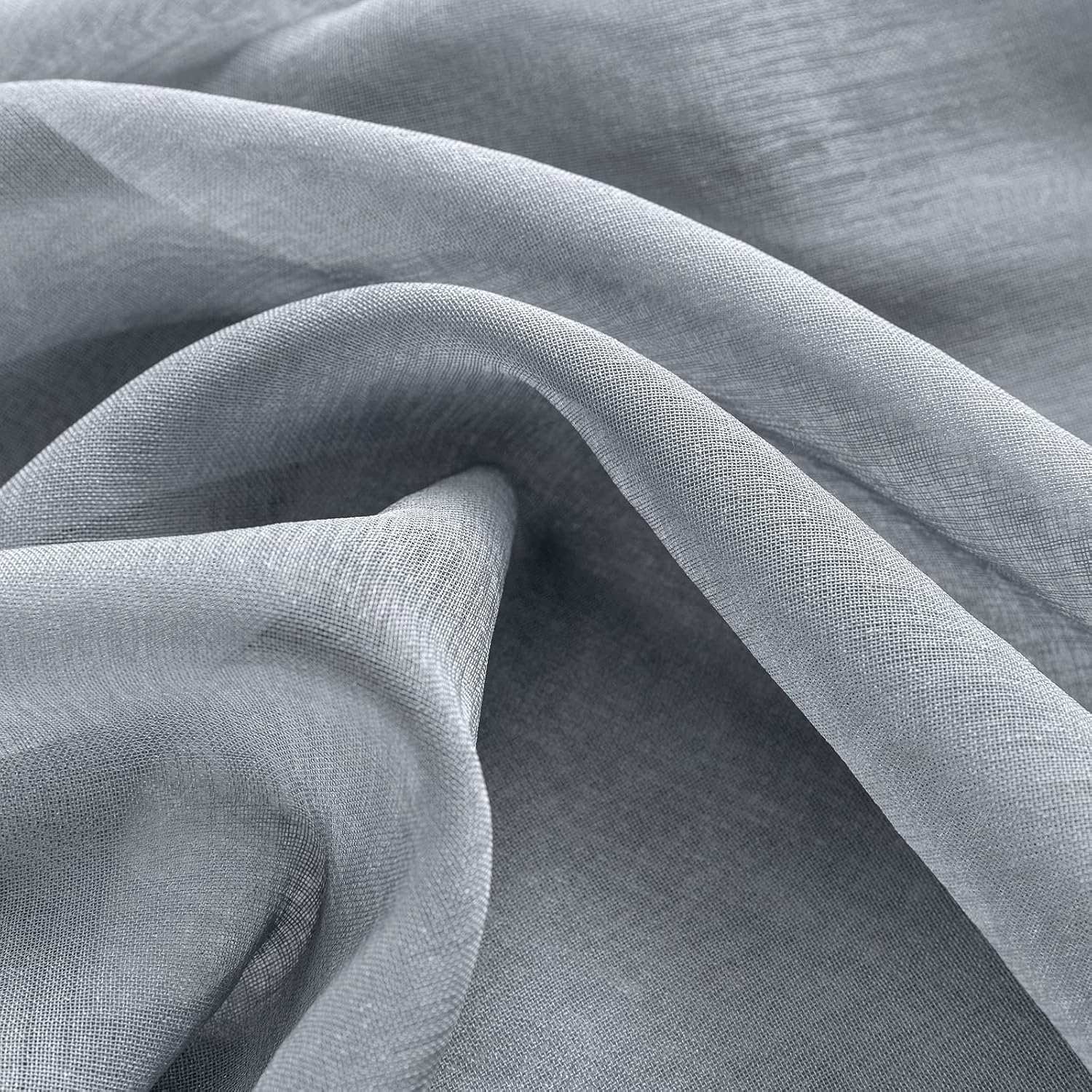 CUTEWIND Pair of Grey Drop Sheer Curtains 84 Inch Length Voile Top Curtains for Cafe Window Bedroom Living Room Balcony Basement Rod Pocket Ashy Curtains 2 Panels(Grey,55" x 84") - Image 4