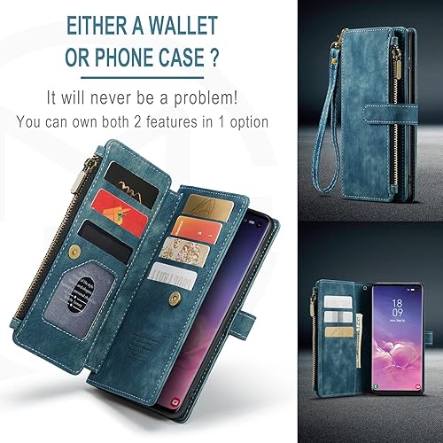 Miniatura 4 de Asuwish Funda de teléfono para Samsung Galaxy S10, funda de cartera y protector de pantalla de vidrio templado, soporte de tarjeta de crédito,