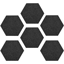 بلاط لوحة Navaris Hexagon - مجموعة من لوحات نشرة Memo 6 مع حزمة Push Pins 5.9 x 7 بوصة 15 &times; 17.7 سم - رمادي داكن