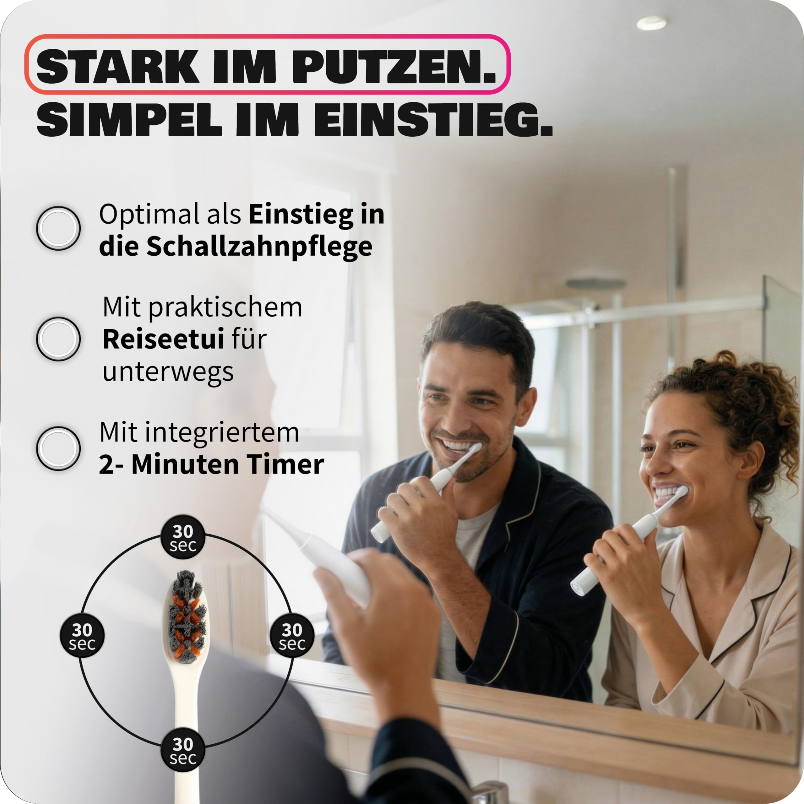 Zahnheld® Elektrische Schallzahnbürste GERO G2 | mit Bürstenköpfen Basic Mini | Vorteilsset (weiß)