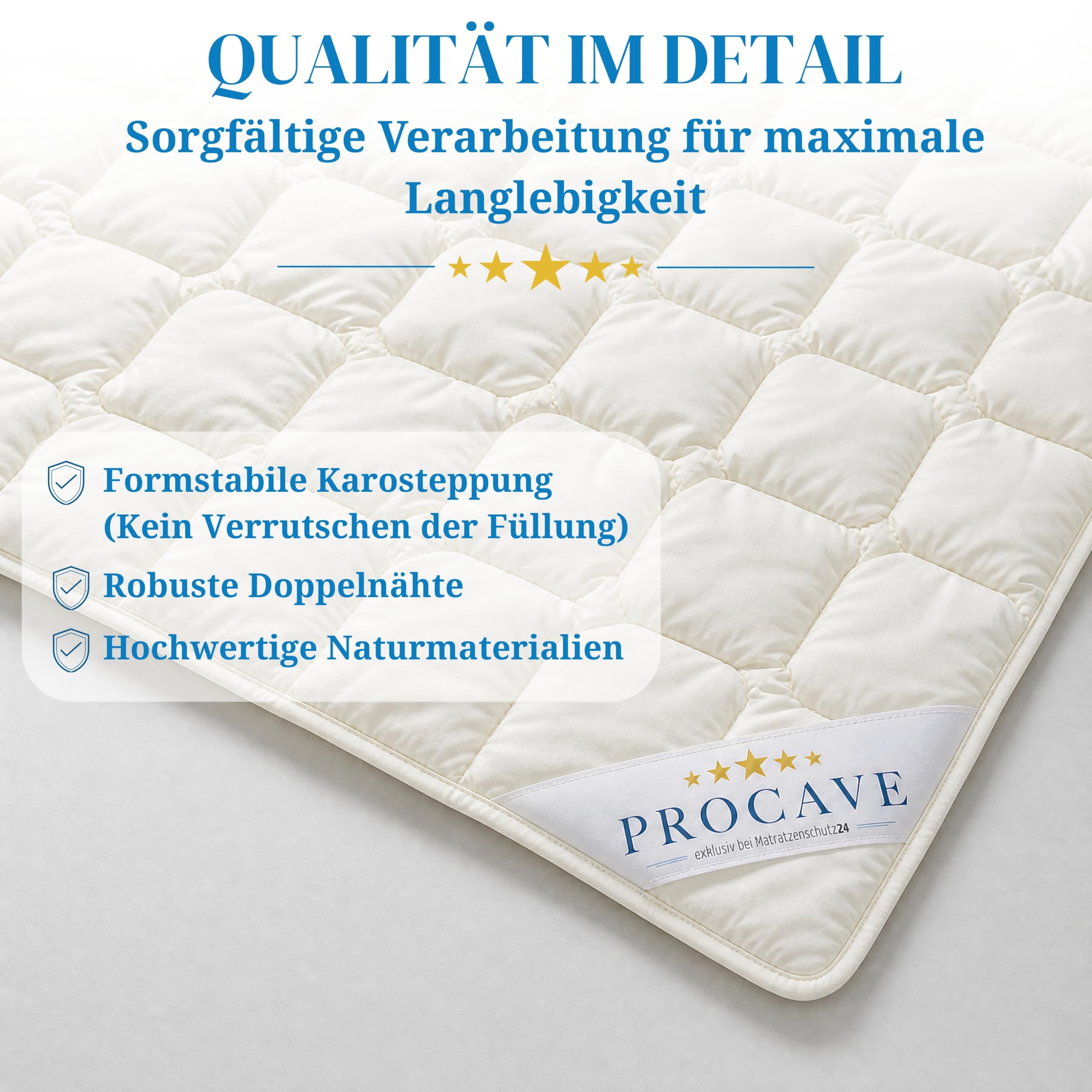 PROCAVE Wildseide Exquisit Qualitäts-Bettdecke für den Sommer 200x200cm, leichte Sommerbettdecke, Tussahseide, aus der Natur, atmungsaktiv & wärmeausgleichend, 100% aus Deutschland