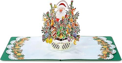 Miniatura 2 de CUTPOPUP - Tarjeta de Navidad emergente, tarjeta de Navidad 3D, Año Nuevo, tarjeta de felicitación navideña (cesta de Navidad Santa)