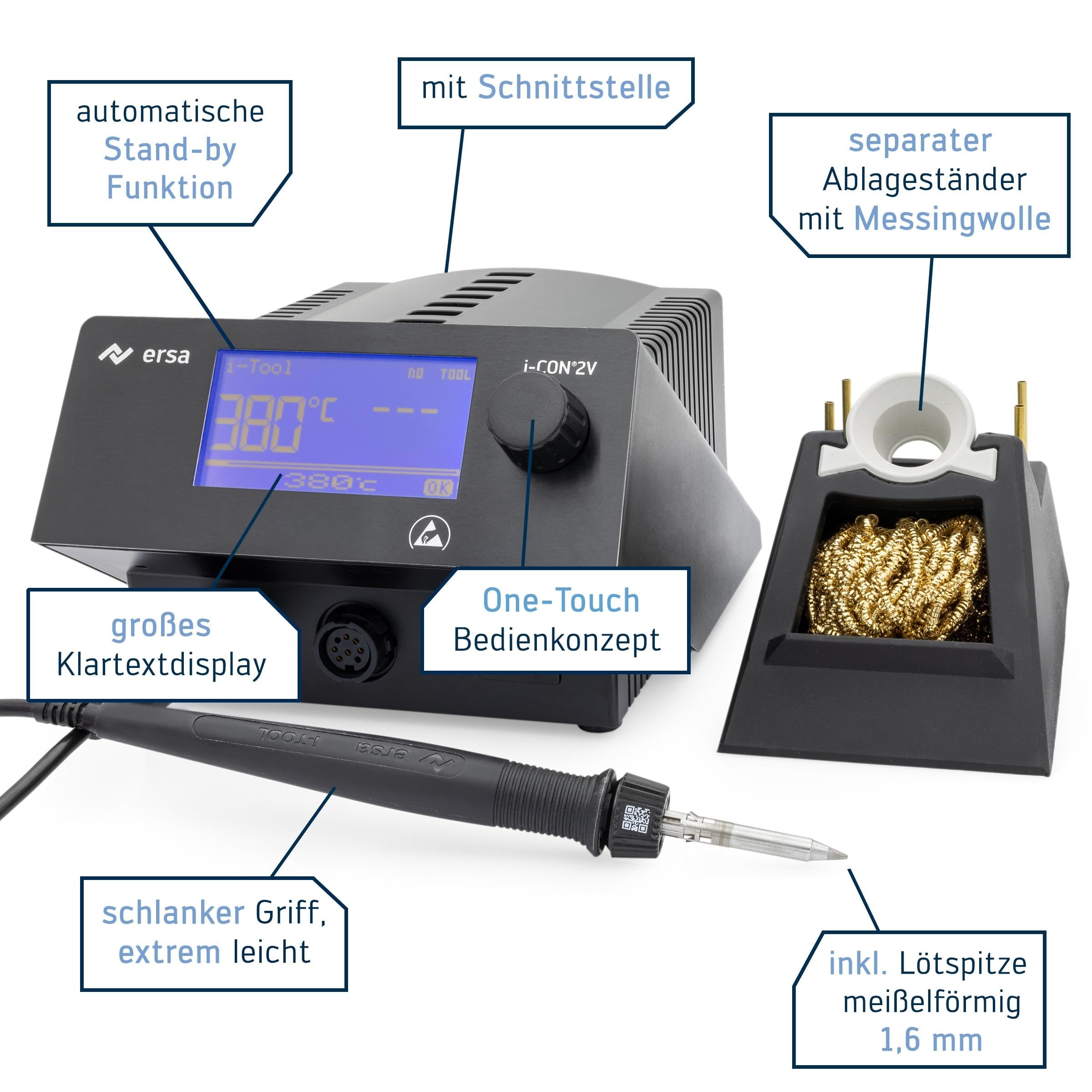ERSA I-CON1 MK2 Lötstation Digital - 150W Profi Set Mit Zubehör