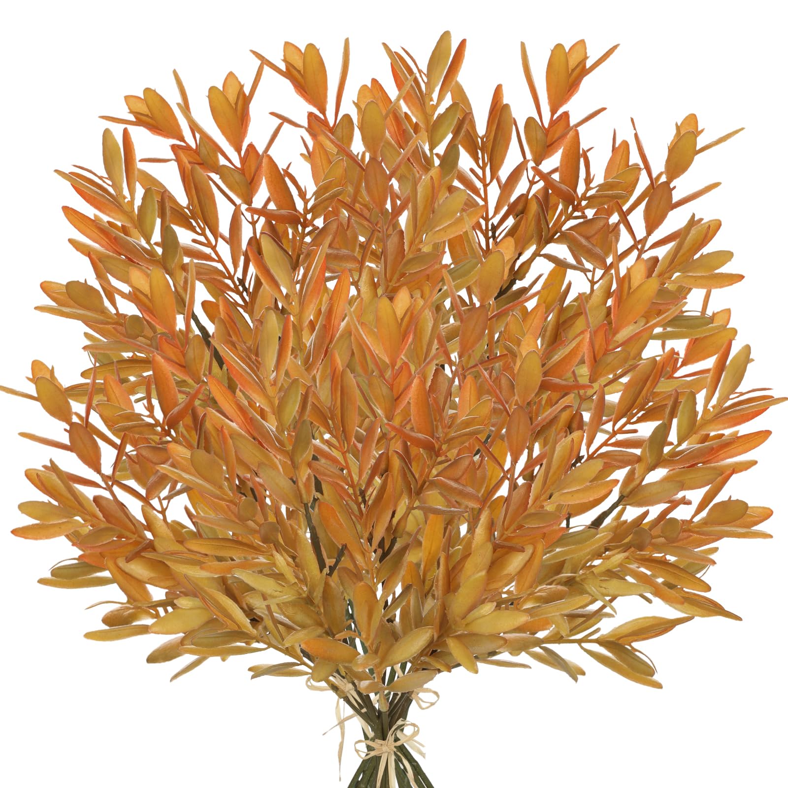 Briful 5er-Set Künstliche Herbstzweige – 37 cm Olivenstiele Kunstzweige Dekoblätter Orange für Herbstdeko, Tischdeko zu Erntedank, DIY-Blumengesteck