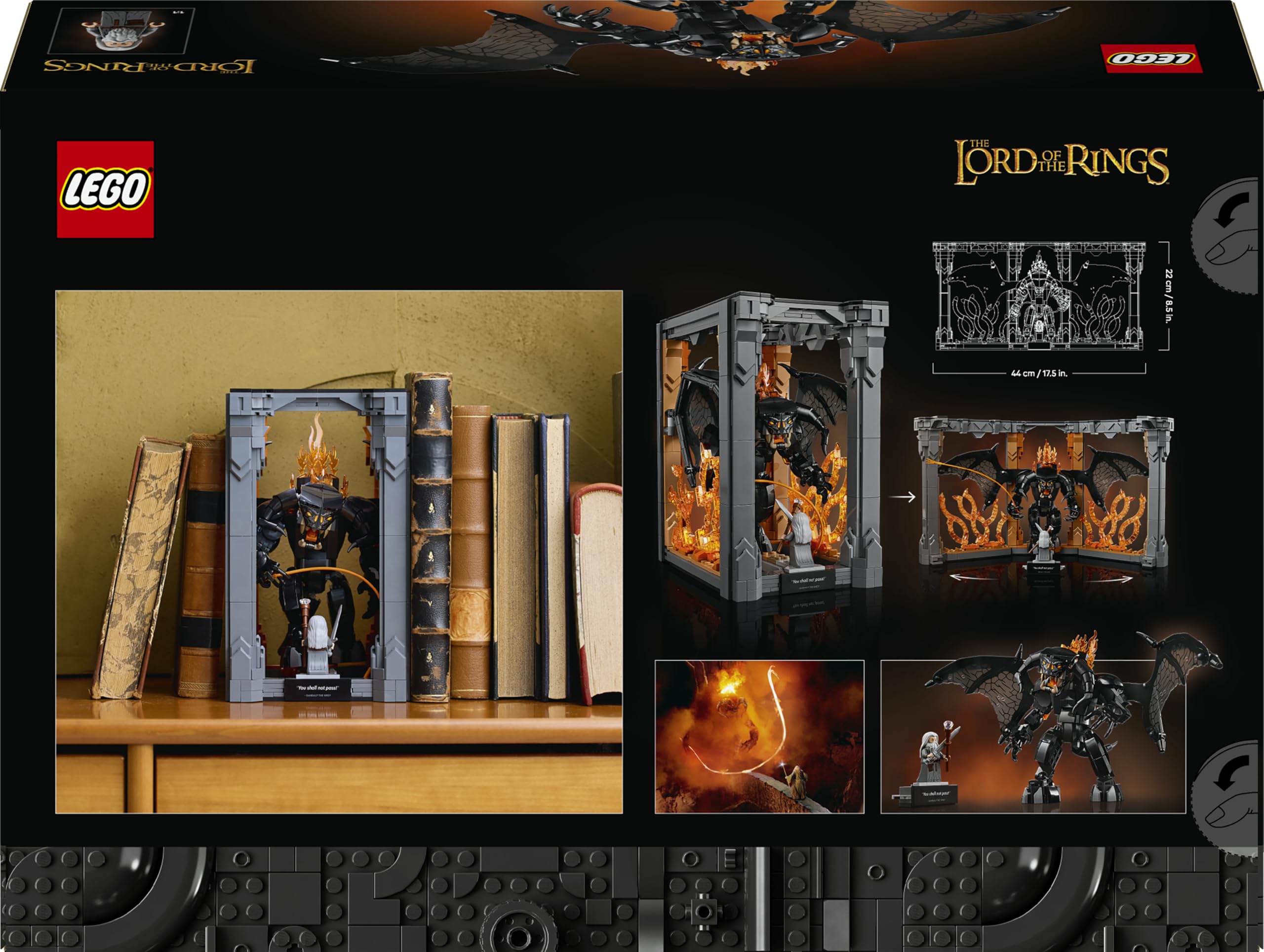 LEGO Icons Il Signore degli Anelli: Book Nook del Balrog - Costruzione per Adulti da Esposizione - Modellino con Minifigura di Gandalf il Grigio e Figura di Balrog - Regalo da Collezione - 10367