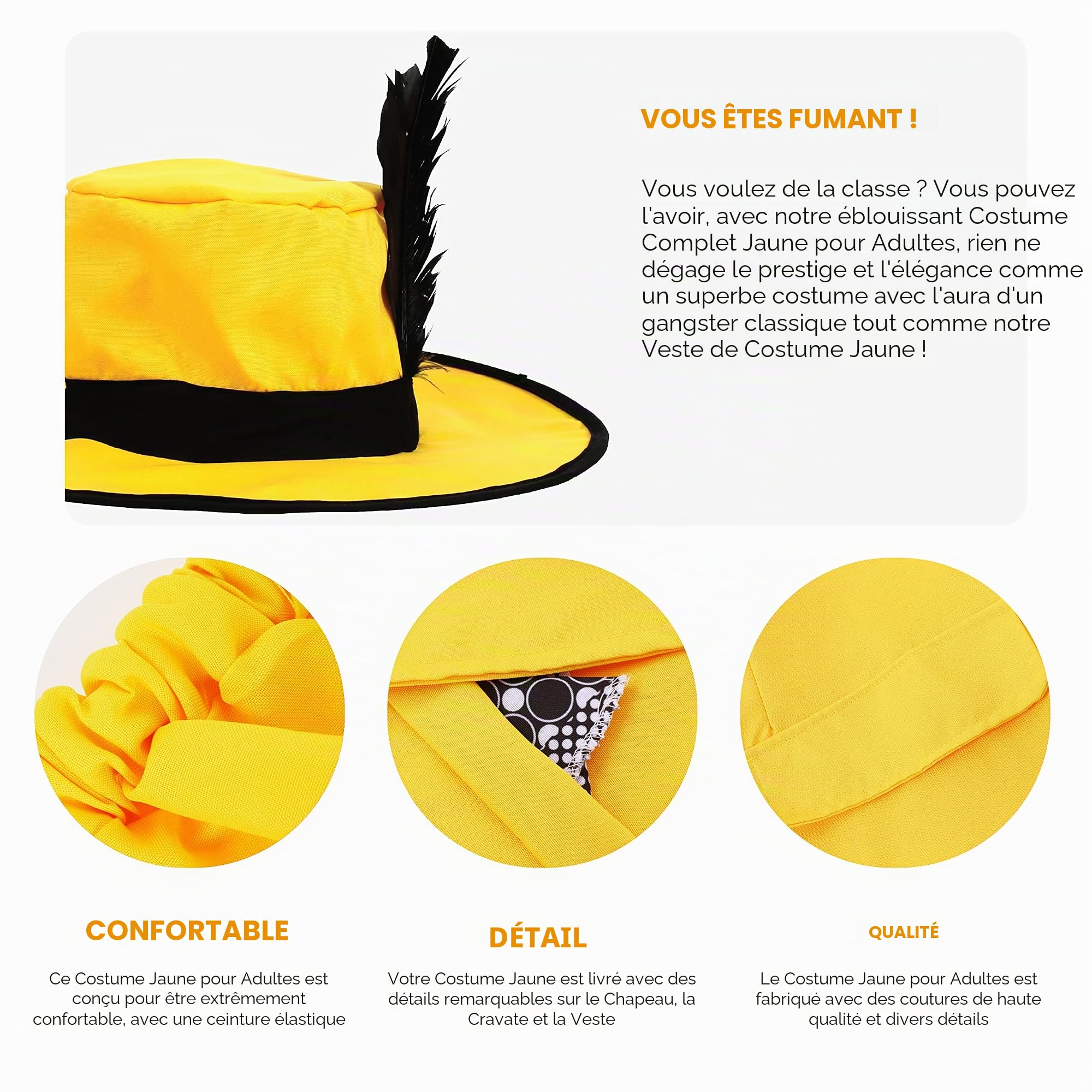 Costume adulte jaune masqué des années 80 – Parfait pour les événements déguisés