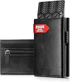 Portmonee Herren Reisepasshülle Leder Slim Wallet mit Münzfach Geldbörse Kartenetui Klein/Mini Karten Geldbeutel Kartenhalter Portemonnaie mit RFID Schutz Brieftasche Portemonaie
