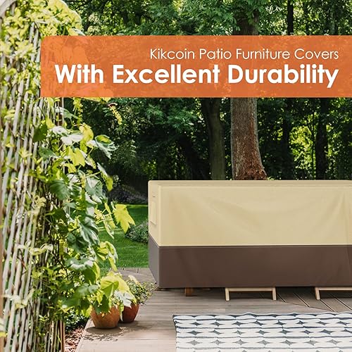 Miniatura 17 de Kikcoin - Fundas extragrandes impermeables para muebles de patio, para muebles de exterior, lona resistente para mesas exteriores y sillas, funda