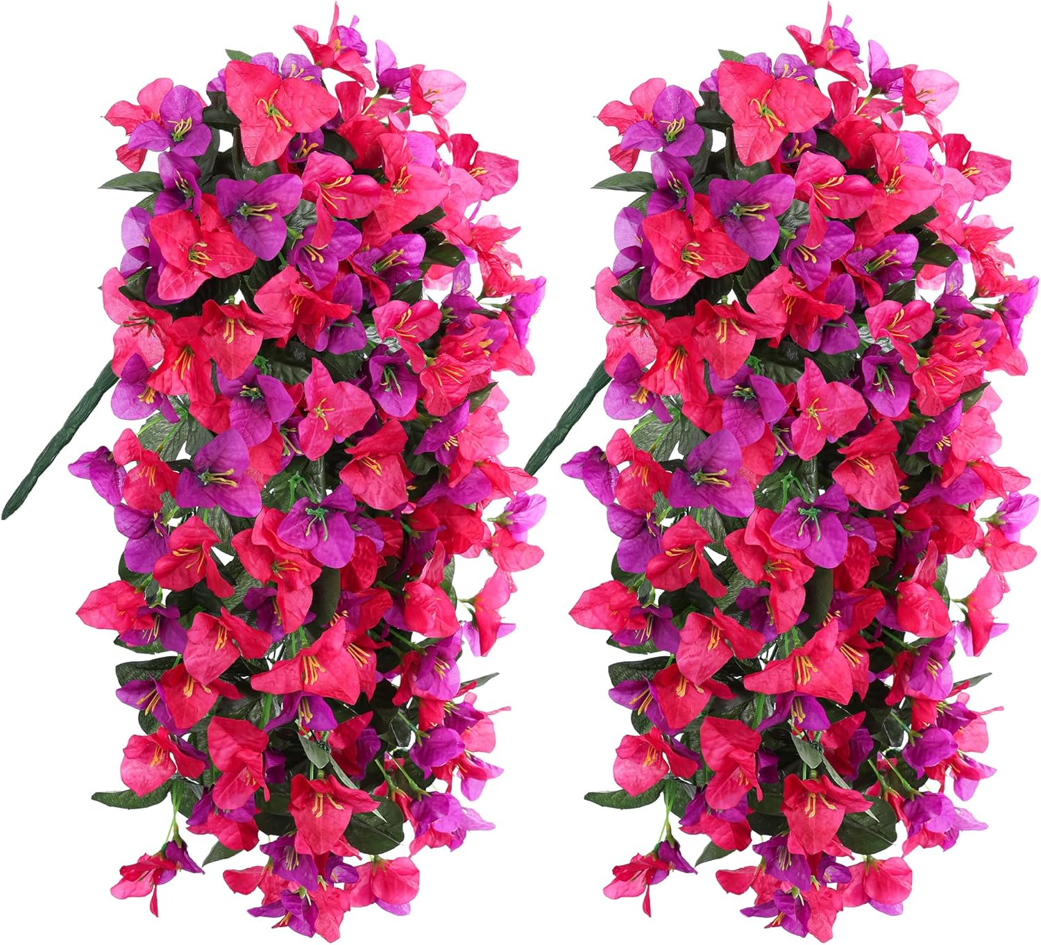 HyeFlora Bougainvillea Artificial Hanging Flowers Plants for Outdoors Decoration, 2pcs Fake Flowers Silk Bougainvillea Vines Realistic UV Resistant Faux Flowers for Outdoor Planters Porch Patio, Mix - Image 9
