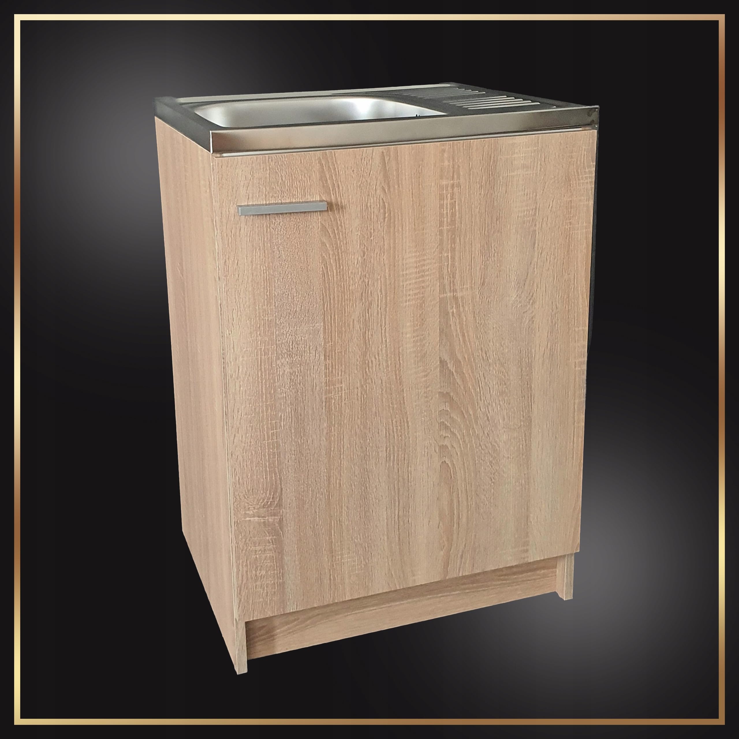Spülenschrank Küchenschrank 60 cm Sonoma Spüle mit Siphon Geschirrspüler Komplett Montagefertig