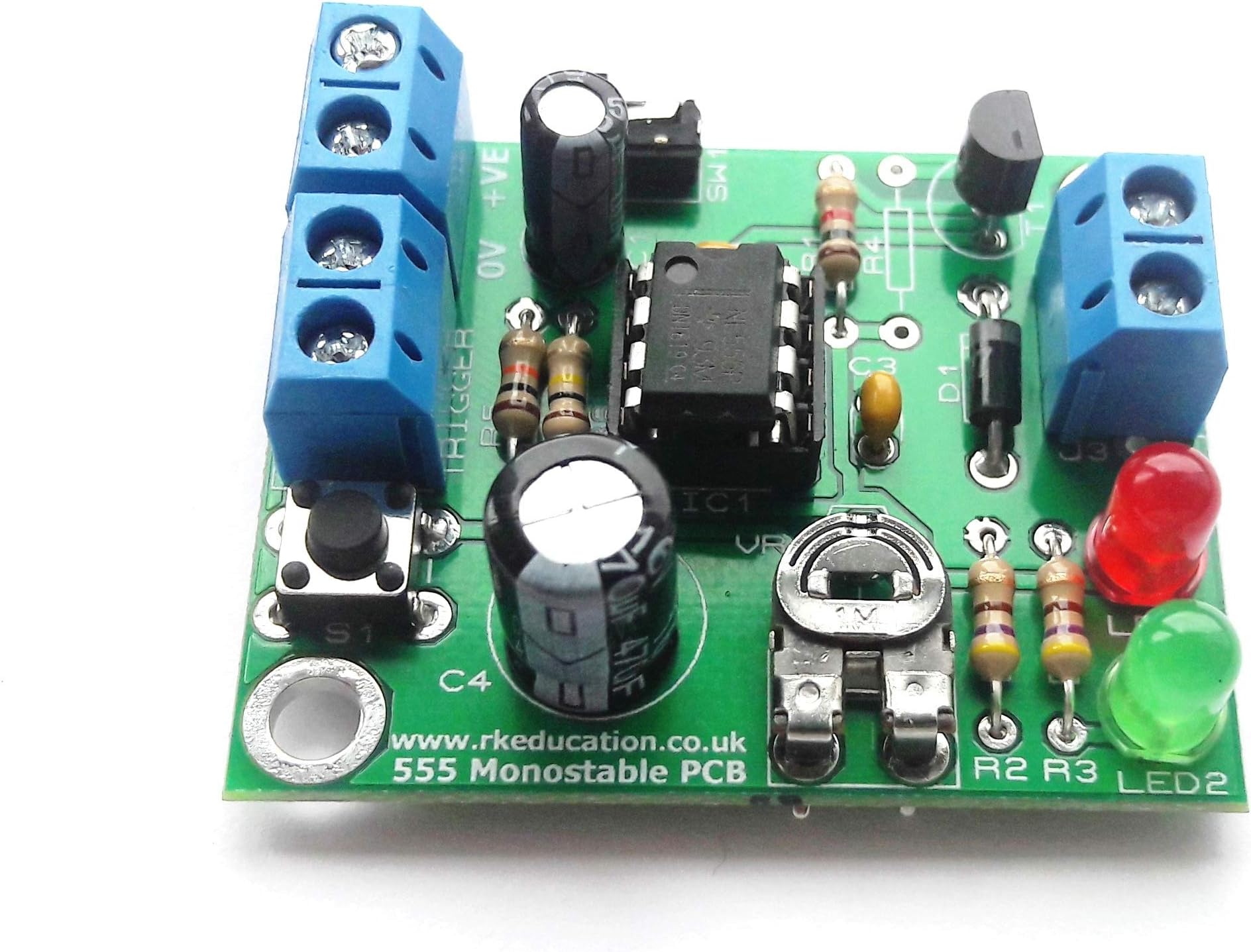 555 Monostable Timer Project PCB Self Build Kit