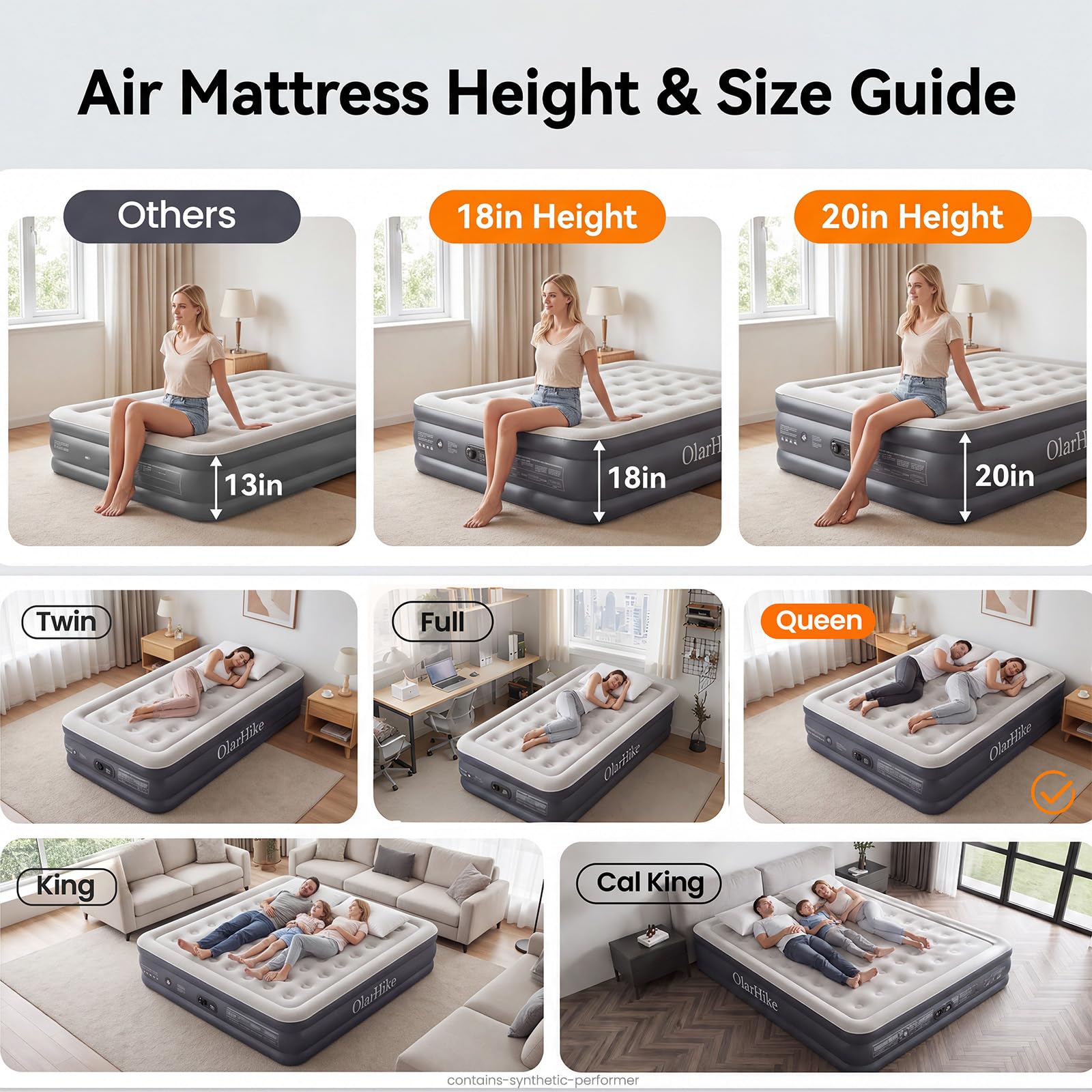 OlarHike Queen Air Mattress - Built-in Pump -8
