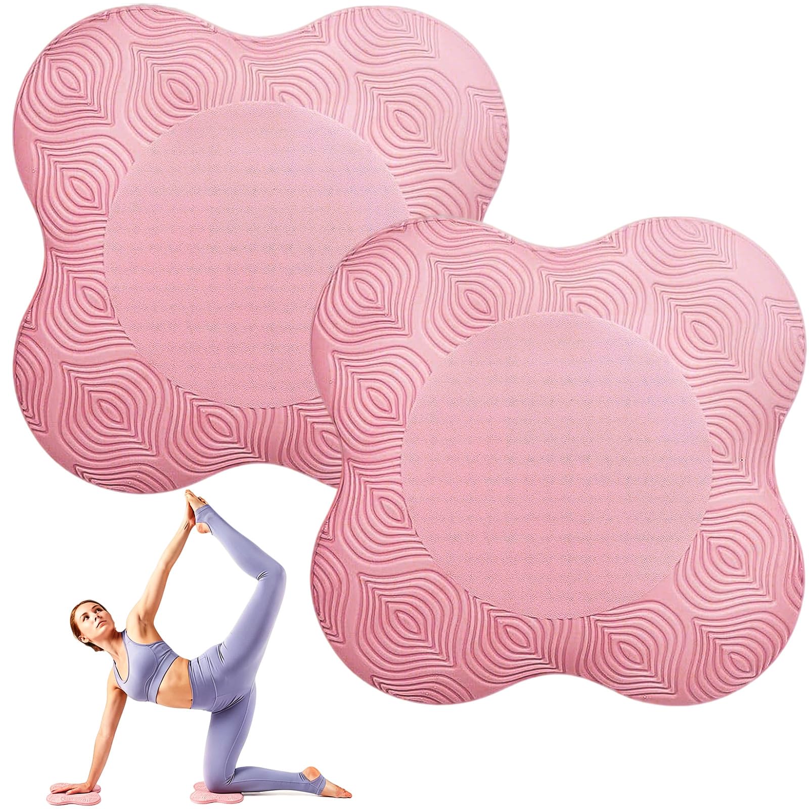 Yoga Knee Pads,2 Pack Non-slip Yoga Mats,Fitness Cushion Pads,Pink Soft Workout Kneeling Pad,Pilates Head Cushion,Thick Sports Balance Pad for Hands Wrists Elbows