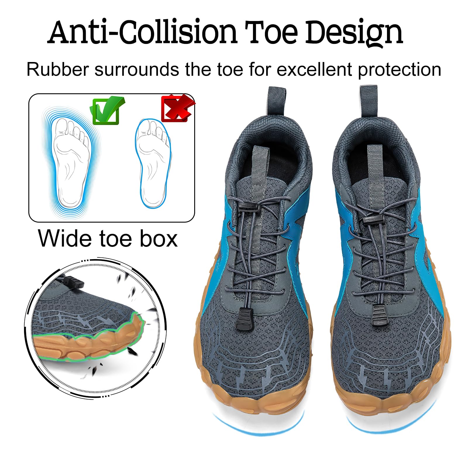 AONEGOLD Barfußschuhe Herren rutschfest Traillaufschuhe Damen Leicht Schnell Trocknend Wassersportschuhe Unisex Atmungsaktiv Fitnessschuhe Gr.36-47
