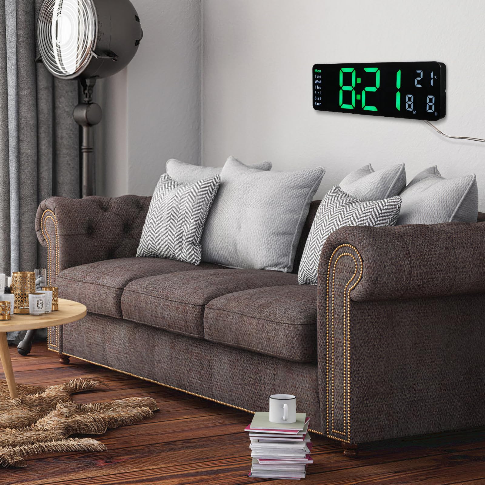 Digitale LED Wanduhr mit Temperaturanzeige, Fernbedienung, Tischbetrieb