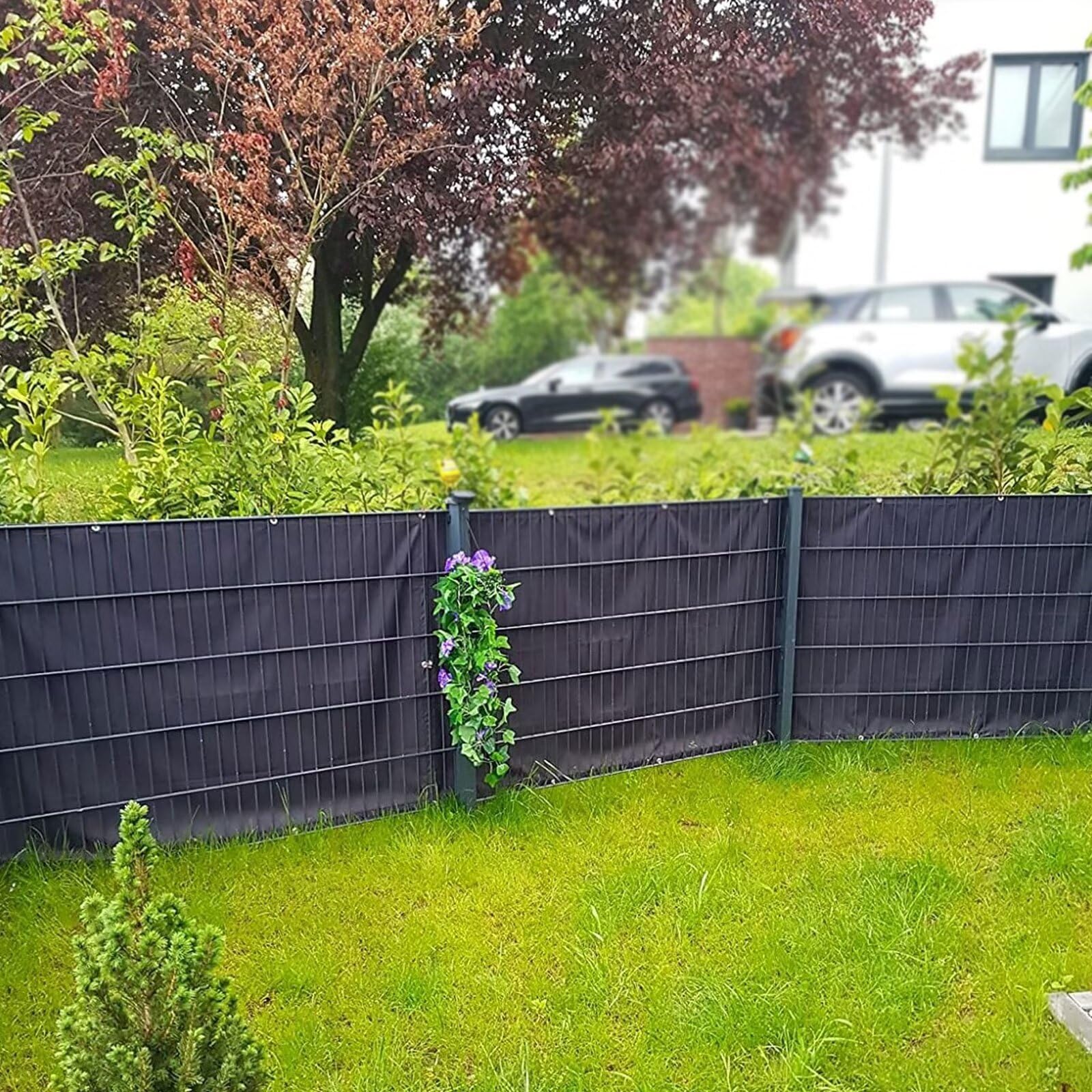 balkonbespannung Anthrazit 40 cm hoch Wetterfest UV-Schutz Blickdichte 100% Privatsphäre Windschutz Balkon für Terrassen Balkon Zaun Garten Swimming Pool 40x400cm