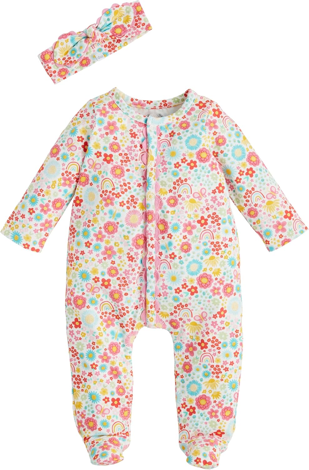 Mud Pie baby-girls Children's Rainbow Floral Sleeper