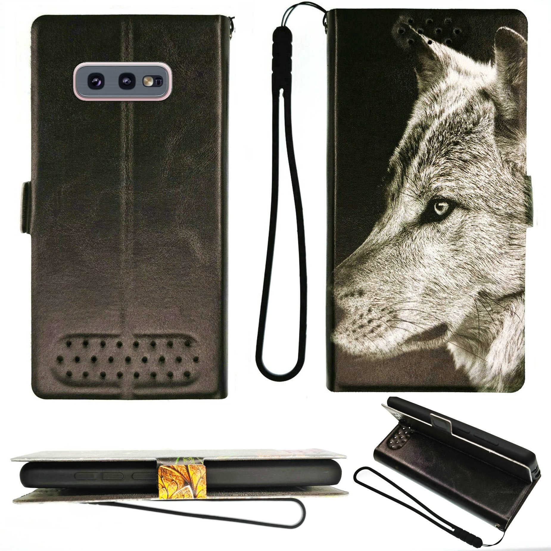 Flip Case Compatible with Samsung Galaxy S10E G970U1 Phone Case Stand Cover + [2 Pack] Film Soft TPU Screen Protector PT-HLANG