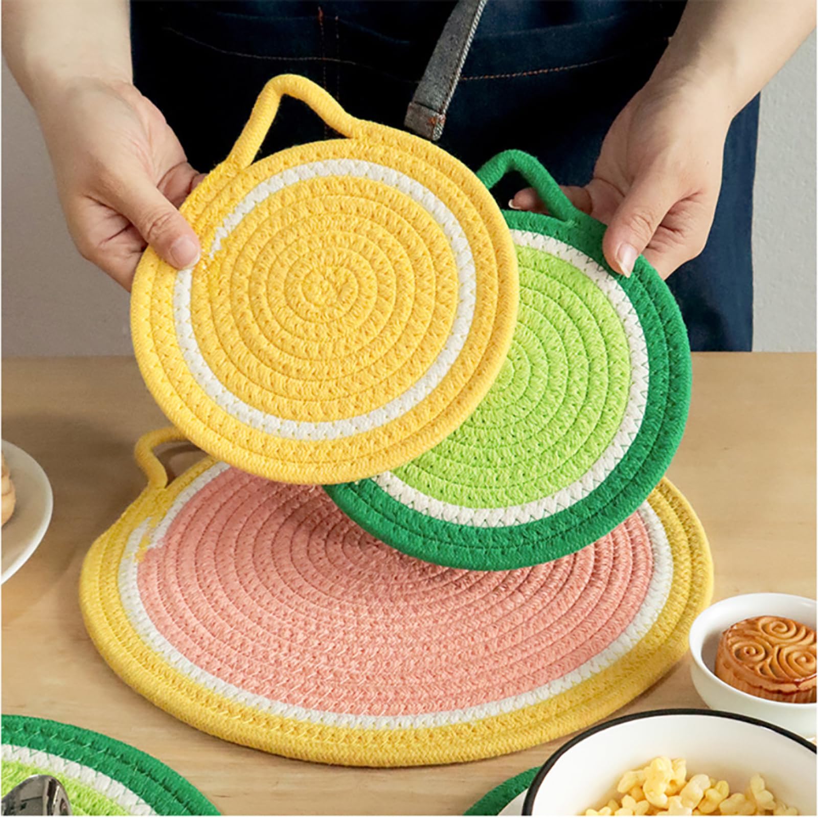 Décoration de Table, Sets de Table, Set de Table de Cuisine à Motif de Fruits créatif, résistant et esthétique, Rond