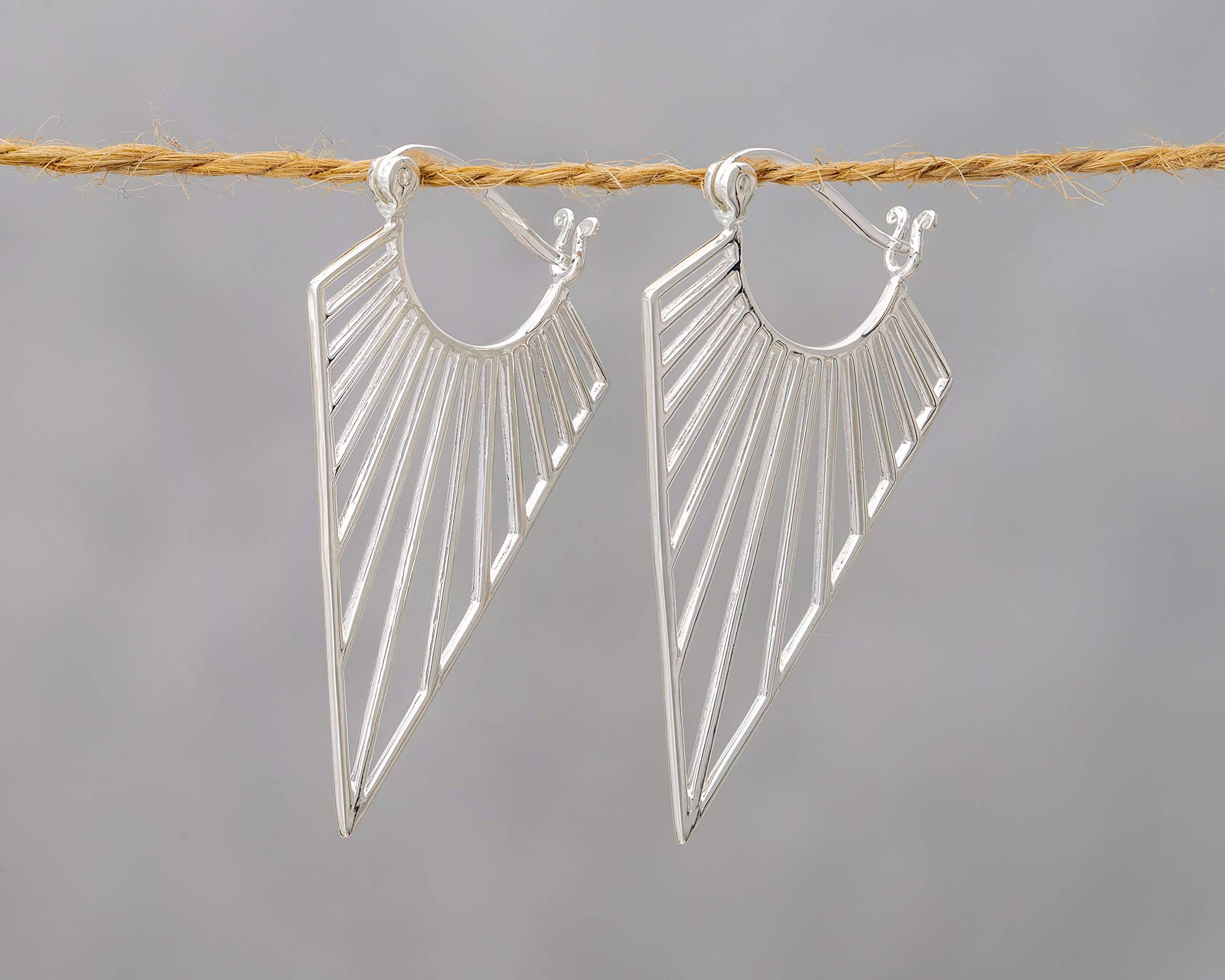 Creolen 925Silber dreieckig Minimal Geo Art Deco