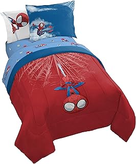 Jay Franco Marvel Spiderman Friendly Neighbor 5 Piece Twin Bed Set - Includes Comforter & Sheet Set Bedding Features Spide...