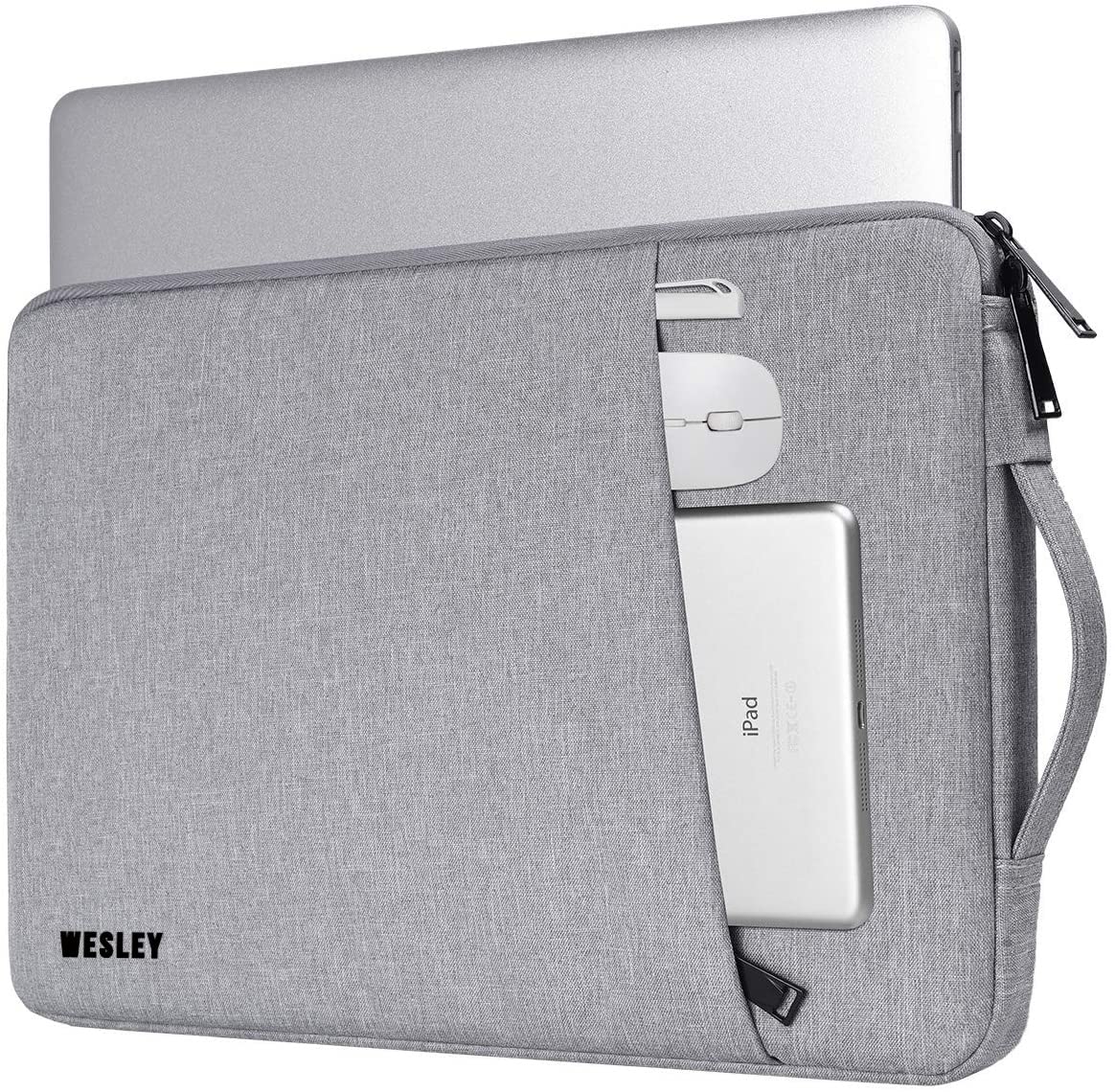 WesleyAura Laptop Sleeve Computer Carrying Case Compatible for 15.6 Inch laptops (Grey)