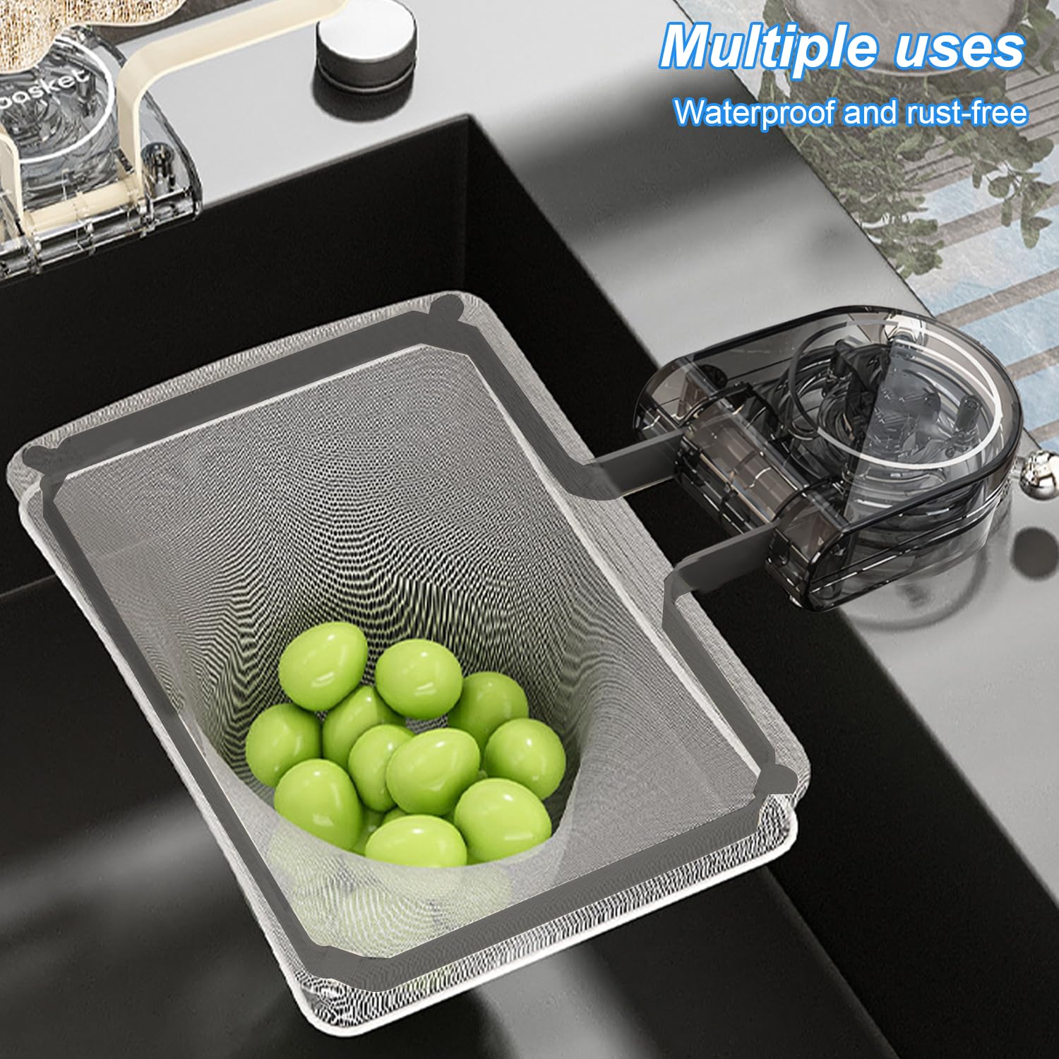 Évier De Cuisine Pliable Avec Ventouse, Tamis D'évier (avec Tamis 200), égouttoir 2 En 1 Et étagère De Rangement Pour Chiffons