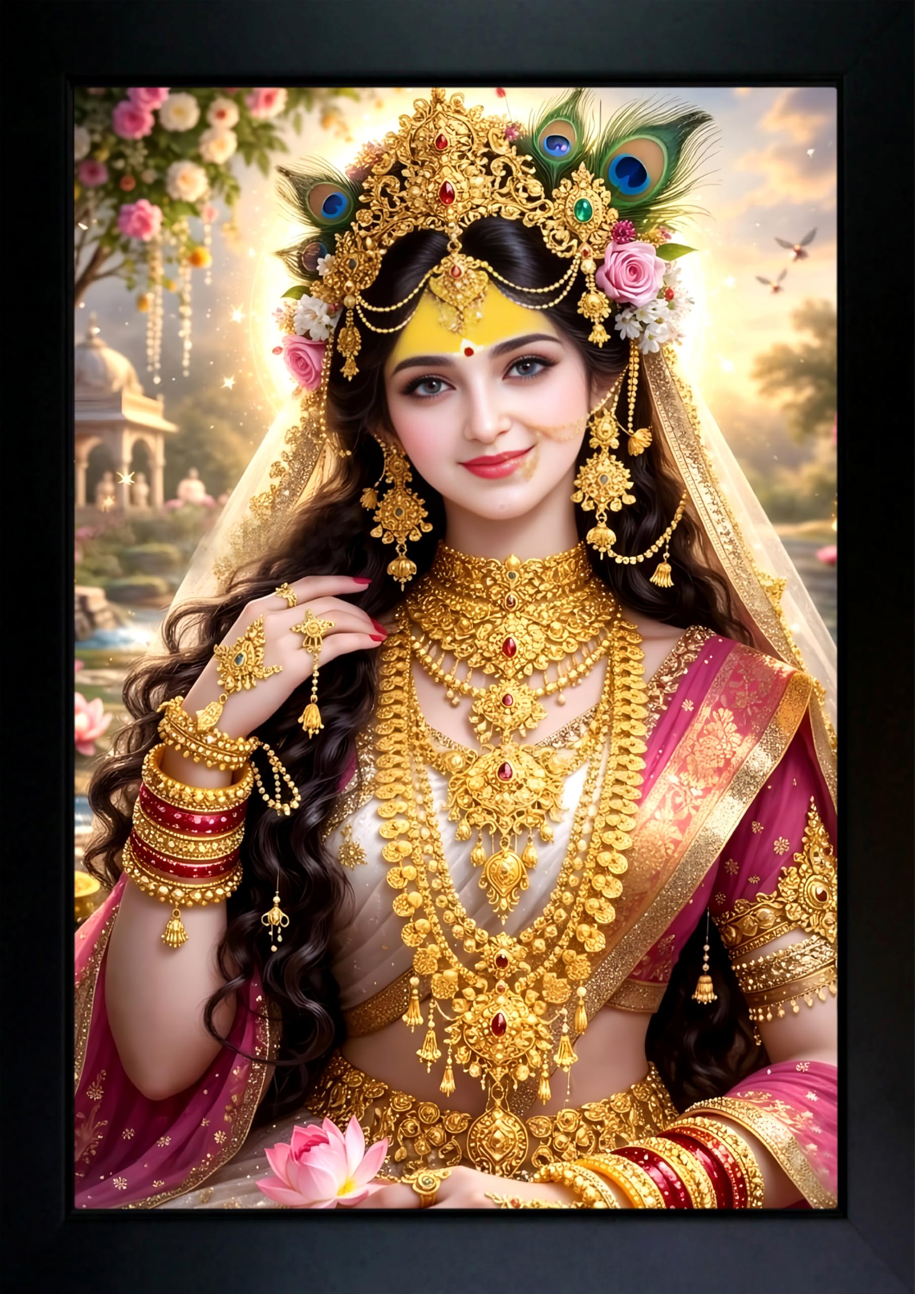 CrowdHall Radha Rani Ji Photo Frame | Radha Rani Wall Painting For Home Decoration And Gifting (10 x 13.5 inch)-image-21