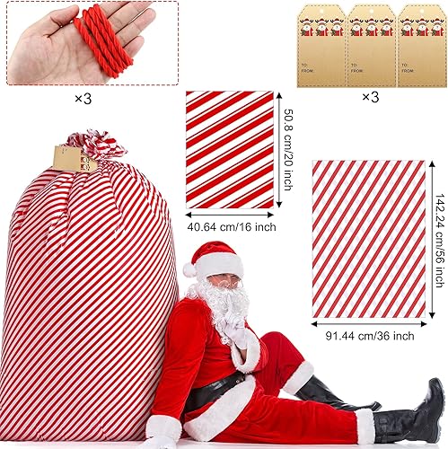 Miniatura 2 de 5 bolsas de regalo de Navidad jumbo de 56 x 36 pulgadas y 16 x 20 pulgadas, bolsas de regalo grandes de plástico para Navidad, bolsas de regalo