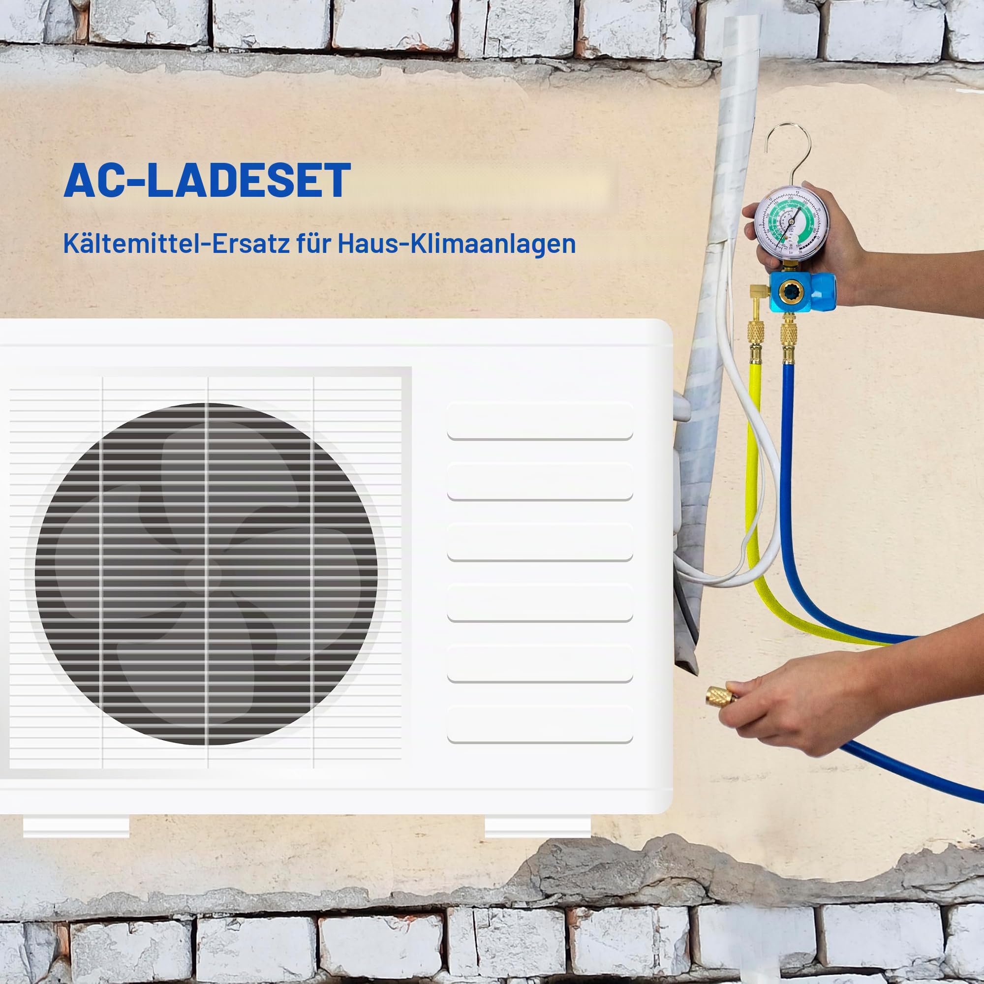BACOENG Vakuumpumpe Klimaanlage Set für HVAC Kältemittelaufladung, Manifold Gauge Set Klimaanlage Kältemittel Aufladeschlauch mit Messgerät R410a R407c