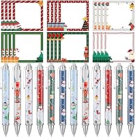 Vista 1 de Cholemy Juego de 48 notas adhesivas y bolígrafos de Navidad, 24 bolígrafos de Navidad, 24 blocs de notas autoadhesivas de Navidad, bolígrafos