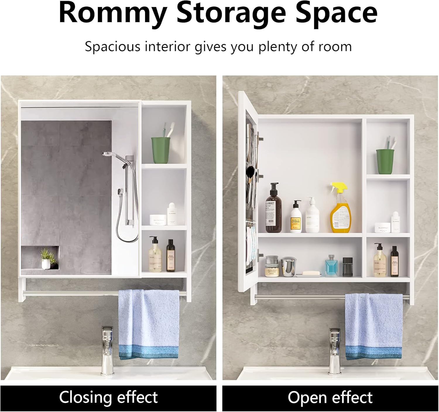 Buy Lvsomt 27 Inch Bathroom Wall Mounted Cabinet Aluminum Medicine Mirror Cabinet Storage Organizer Over The Toilet Vanity Sink White Hanging Cabinet With Shelves Towel Bar Door White Online In Turkey B08sw8gxvn