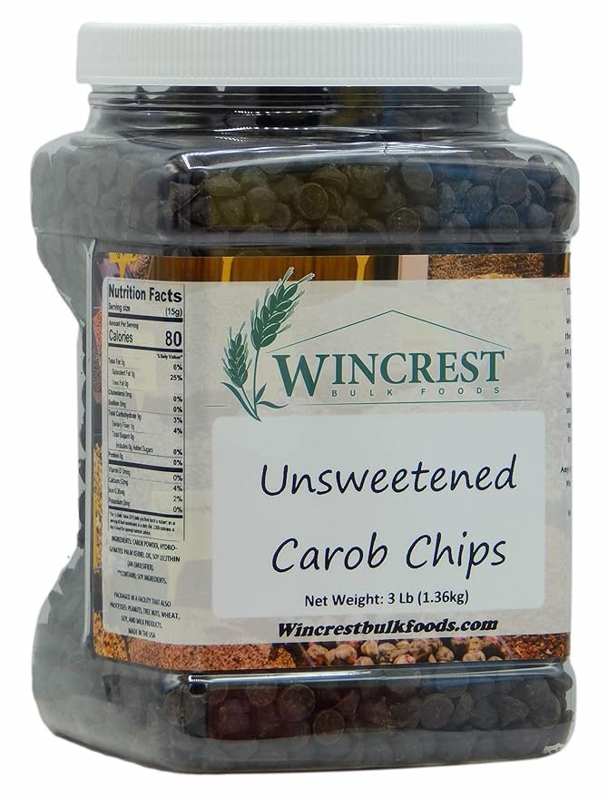 WinCrest Unsweetened Carob Chips (3 Lb Tub) Grocery